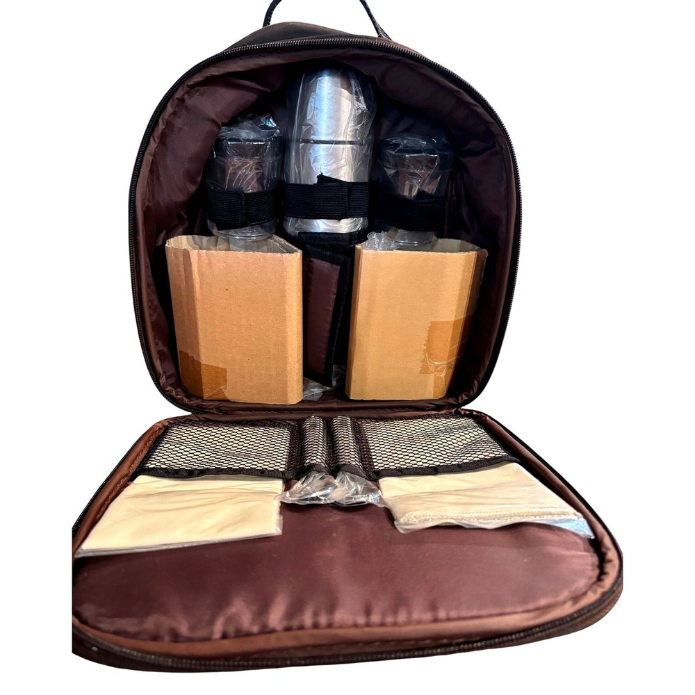 Gevalia Limited Edition Vintage Coffee Picnic Set Backpack Thermos Mugs Black
